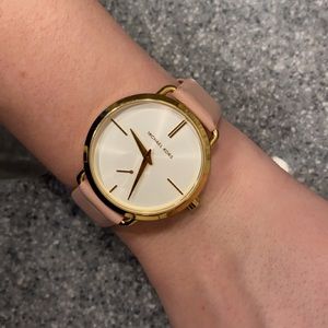 Michael Kors Jayne Three-Hand Blush Leather Watch